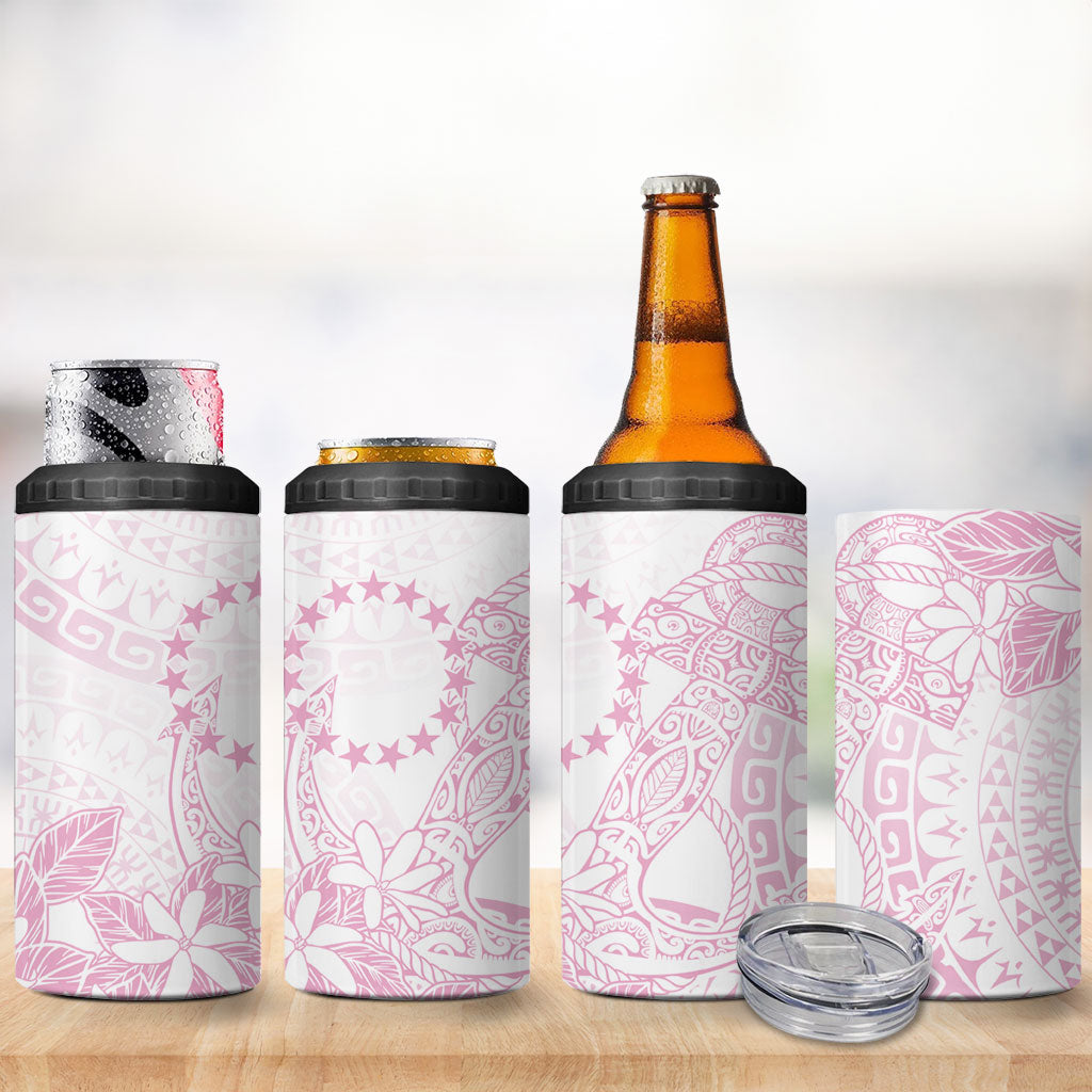 Candy Pink Kuki Airani Tapakau 4 in 1 Can Cooler Tumbler Tribal Anchor Mix Tiare