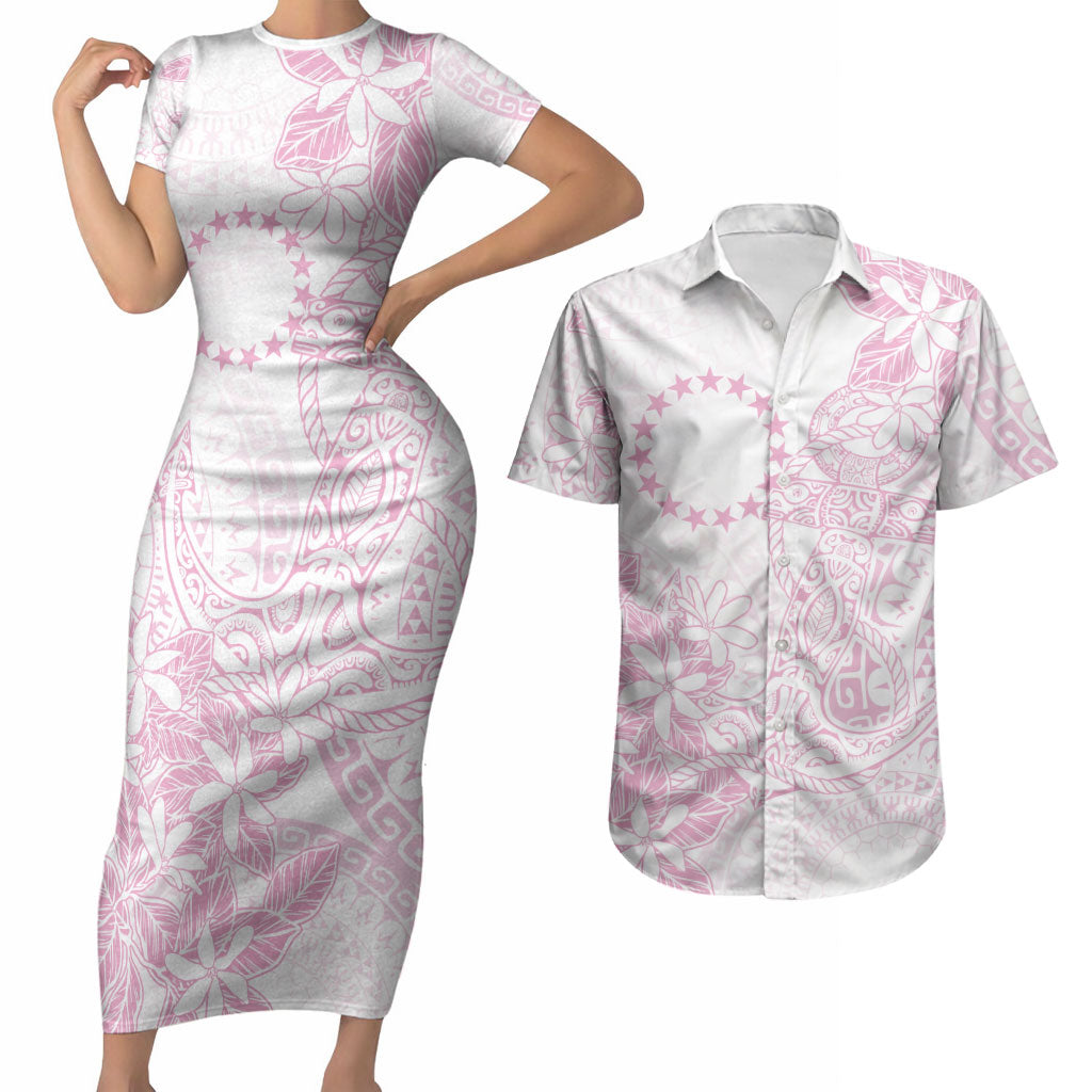 Candy Pink Kuki Airani Tapakau Couples Matching Short Sleeve Bodycon Dress and Hawaiian Shirt Tribal Anchor Mix Tiare LT7 Candy Pink - Polynesian Pride
