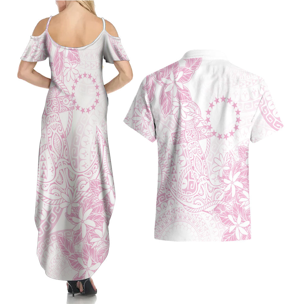 Candy Pink Kuki Airani Tapakau Couples Matching Summer Maxi Dress and Hawaiian Shirt Tribal Anchor Mix Tiare