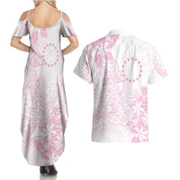Candy Pink Kuki Airani Tapakau Couples Matching Summer Maxi Dress and Hawaiian Shirt Tribal Anchor Mix Tiare