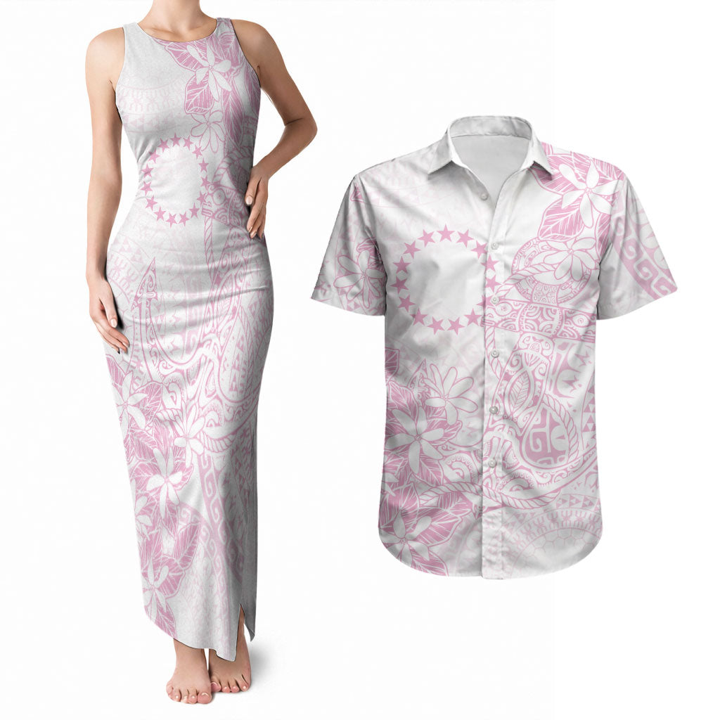 Candy Pink Kuki Airani Tapakau Couples Matching Tank Maxi Dress and Hawaiian Shirt Tribal Anchor Mix Tiare LT7 Candy Pink - Polynesian Pride