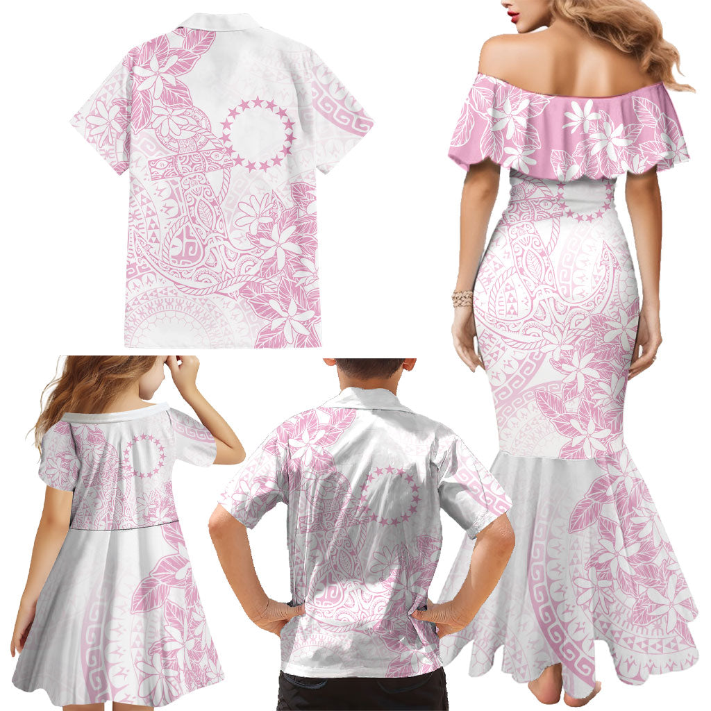 Candy Pink Kuki Airani Tapakau Family Matching Mermaid Dress and Hawaiian Shirt Tribal Anchor Mix Tiare
