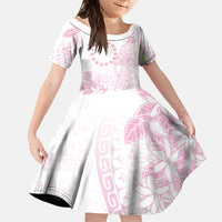 Candy Pink Kuki Airani Tapakau Family Matching Short Sleeve Bodycon Dress and Hawaiian Shirt Tribal Anchor Mix Tiare