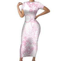 Candy Pink Kuki Airani Tapakau Family Matching Short Sleeve Bodycon Dress and Hawaiian Shirt Tribal Anchor Mix Tiare