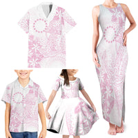 Candy Pink Kuki Airani Tapakau Family Matching Tank Maxi Dress and Hawaiian Shirt Tribal Anchor Mix Tiare