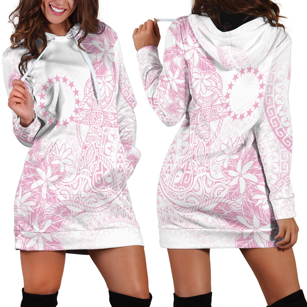 Candy Pink Kuki Airani Tapakau Hoodie Dress Tribal Anchor Mix Tiare