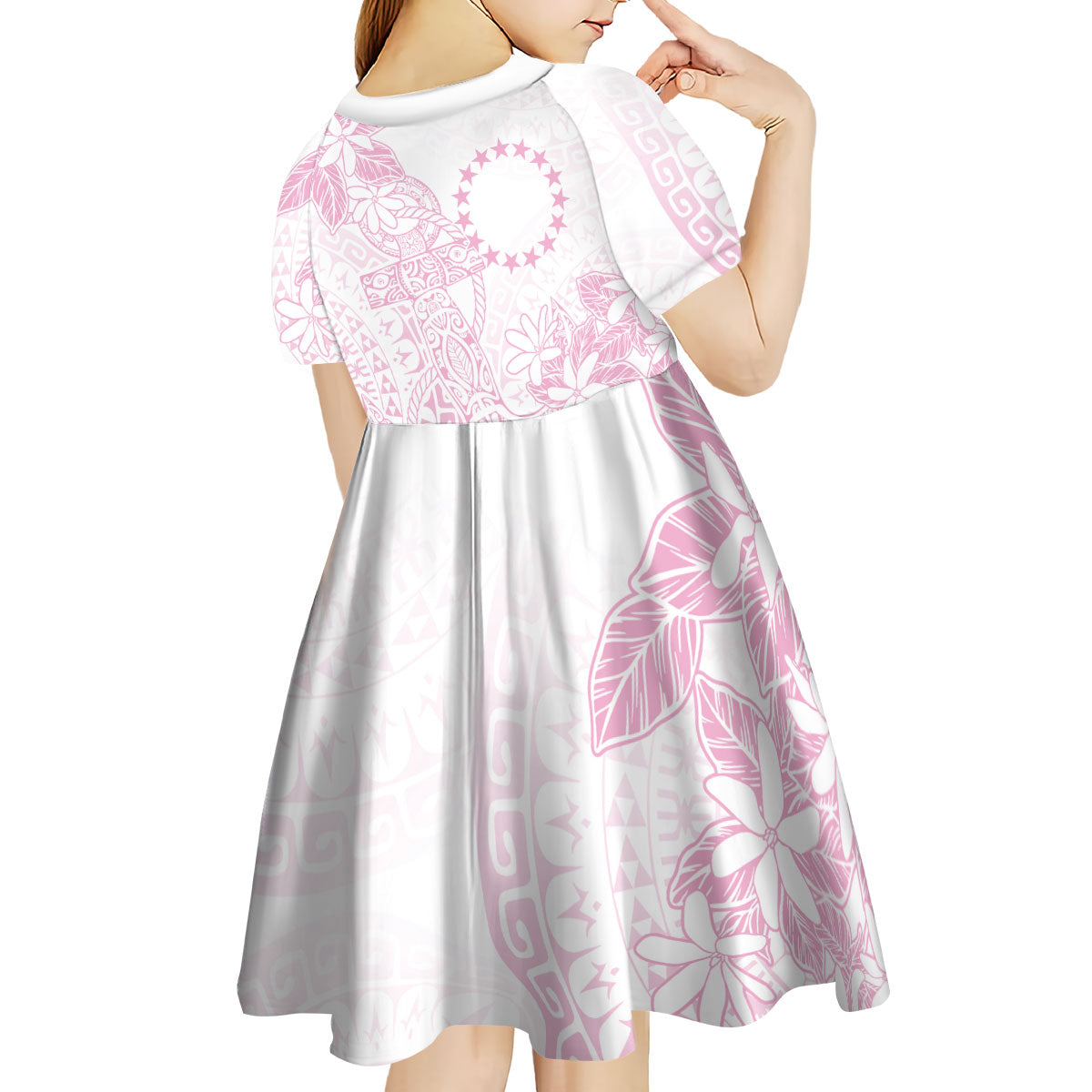 Candy Pink Kuki Airani Tapakau Kid Short Sleeve Dress Tribal Anchor Mix Tiare