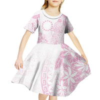 Candy Pink Kuki Airani Tapakau Kid Short Sleeve Dress Tribal Anchor Mix Tiare
