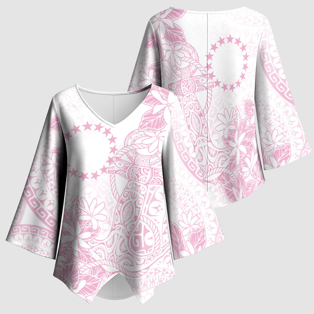 Candy Pink Kuki Airani Tapakau Kimono Sleeve Blouse Tribal Anchor Mix Tiare