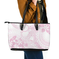 Candy Pink Kuki Airani Tapakau Leather Tote Bag Tribal Anchor Mix Tiare