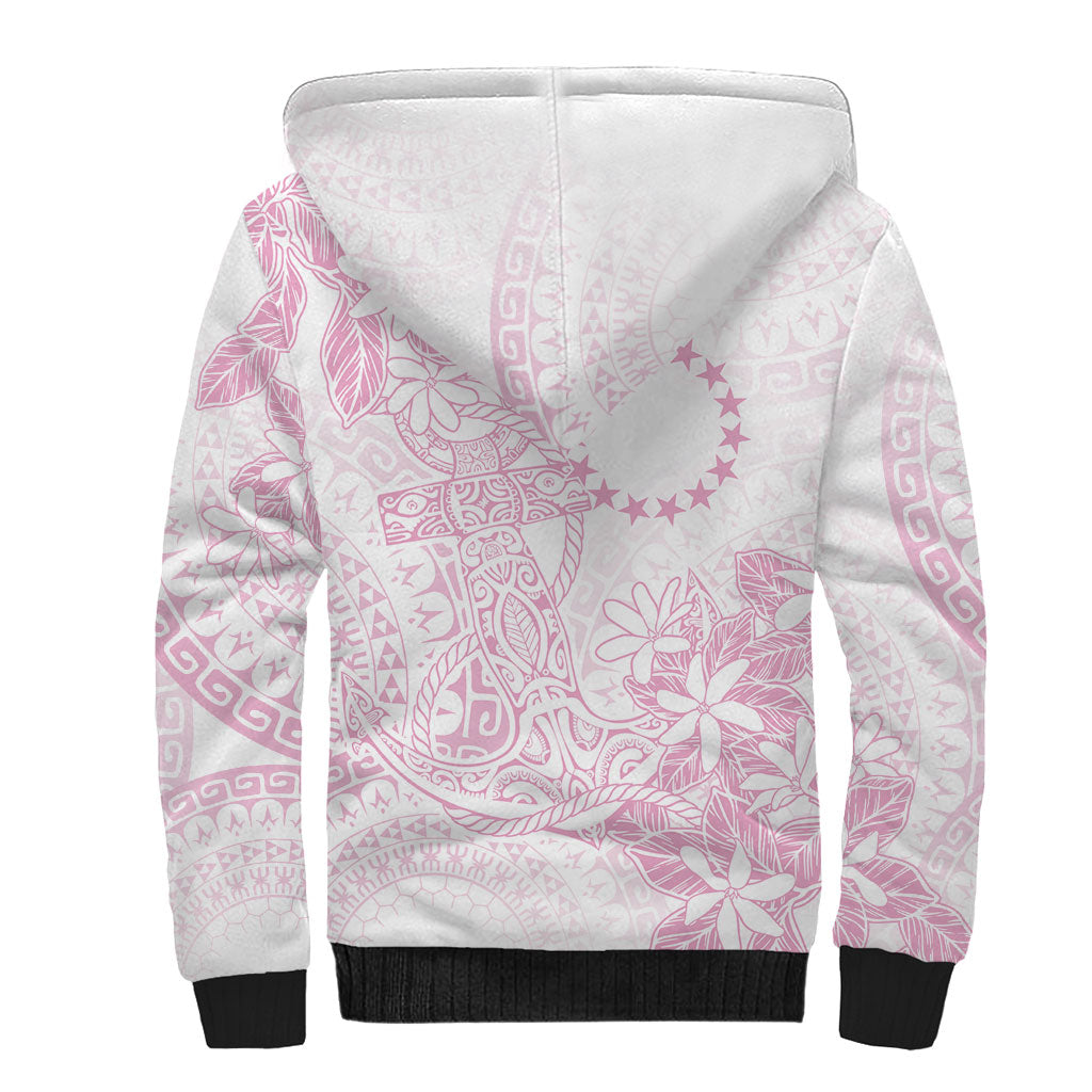 Candy Pink Kuki Airani Tapakau Sherpa Hoodie Tribal Anchor Mix Tiare
