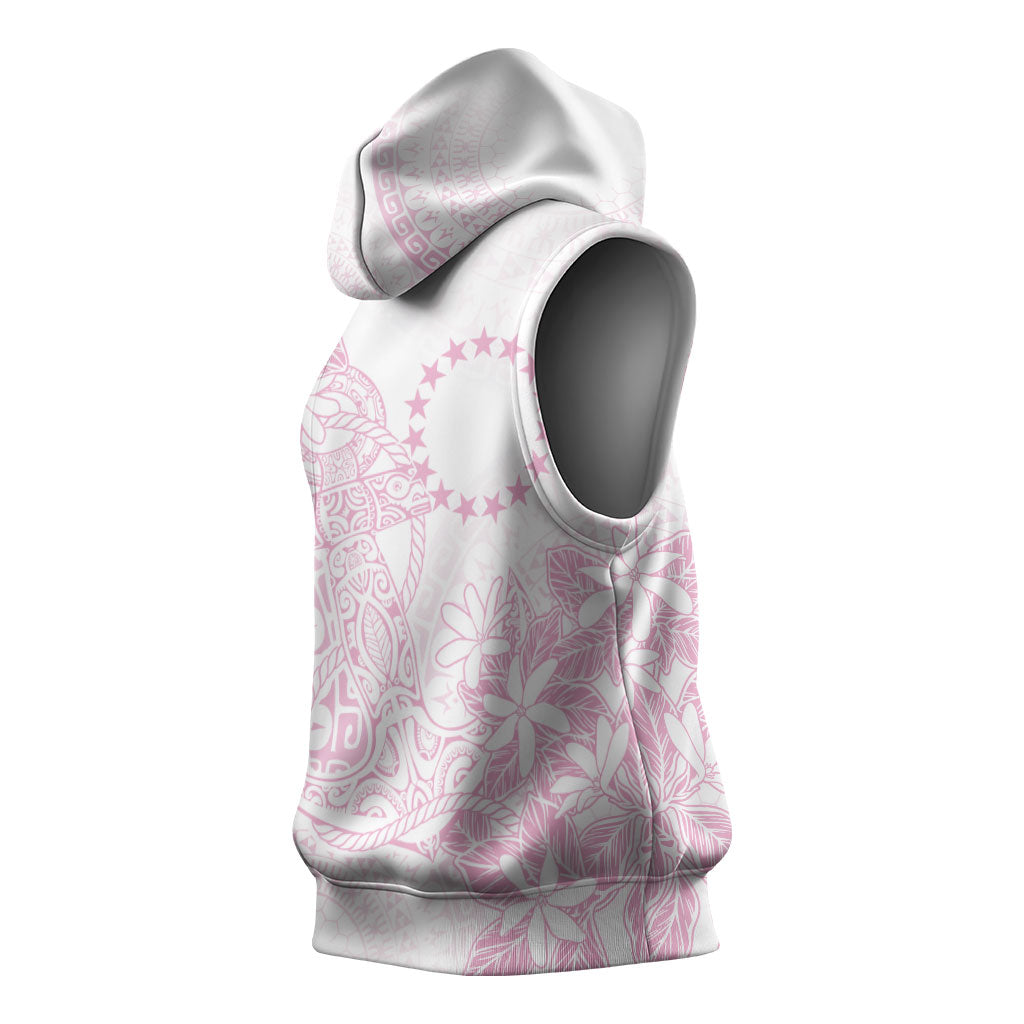 Candy Pink Kuki Airani Tapakau Sleeveless Hoodie Tribal Anchor Mix Tiare