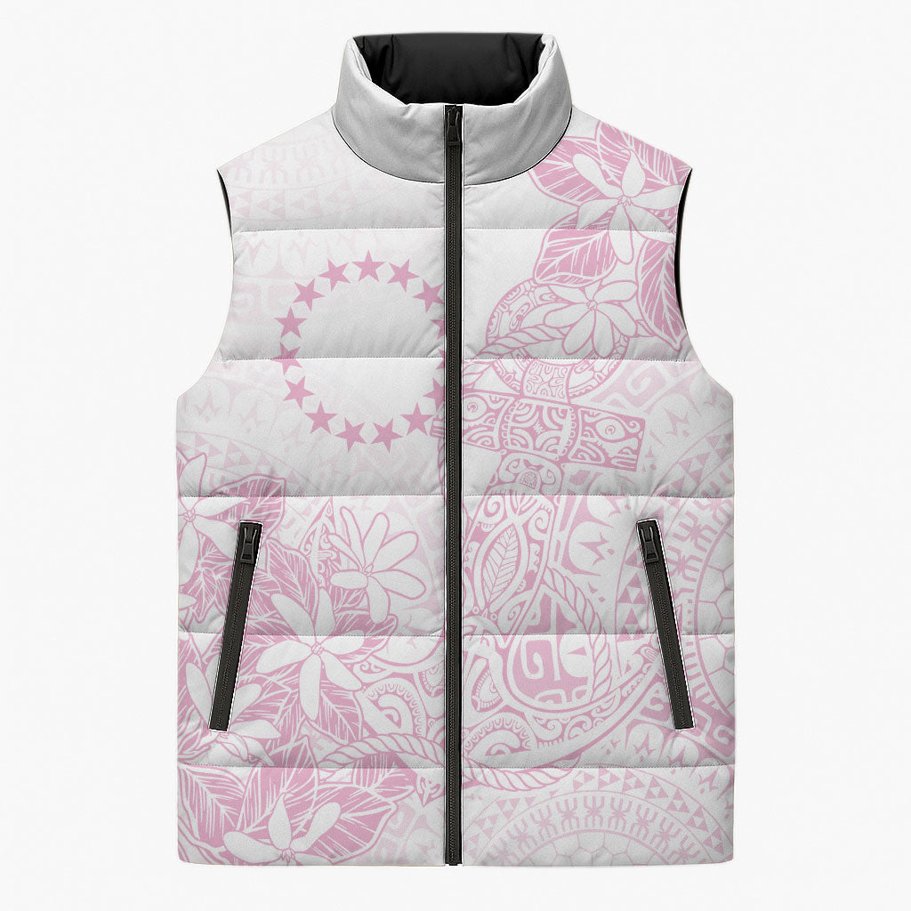 Candy Pink Kuki Airani Tapakau Sleeveless Puffer Jacket Tribal Anchor Mix Tiare LT7 Unisex Candy Pink - Polynesian Pride