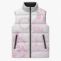 Candy Pink Kuki Airani Tapakau Sleeveless Puffer Jacket Tribal Anchor Mix Tiare