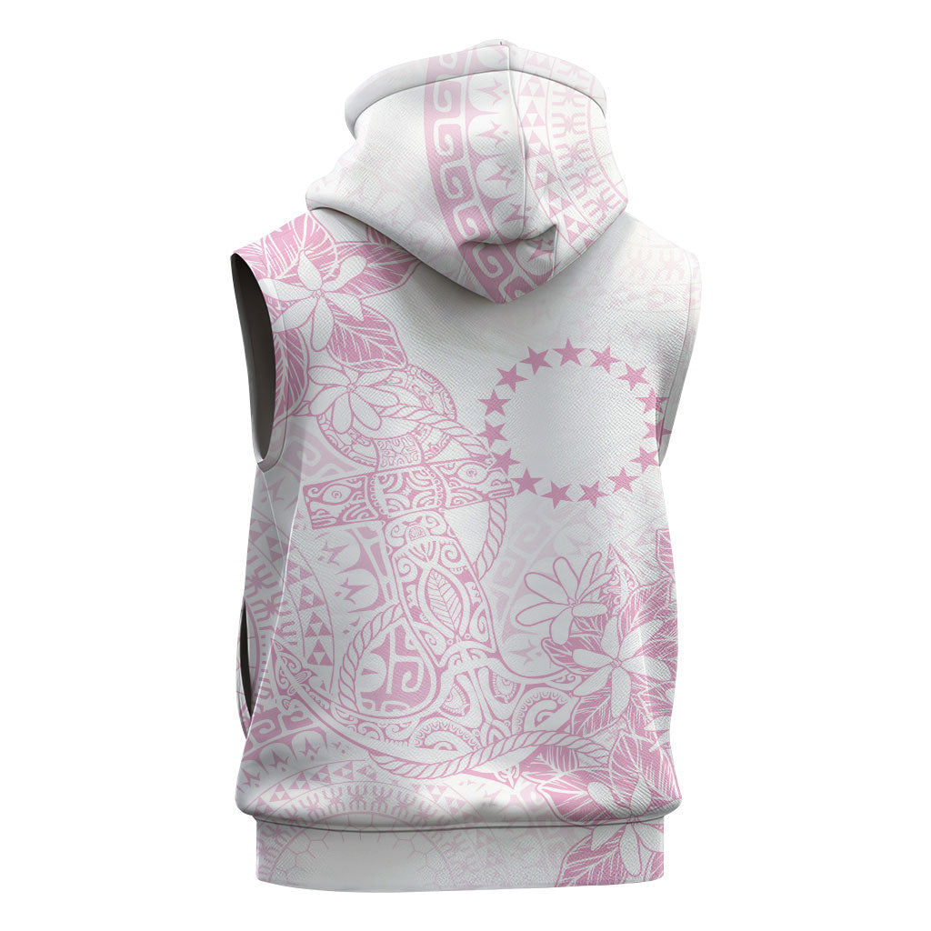 Candy Pink Kuki Airani Tapakau Sleeveless Zip Hoodie Tribal Anchor Mix Tiare