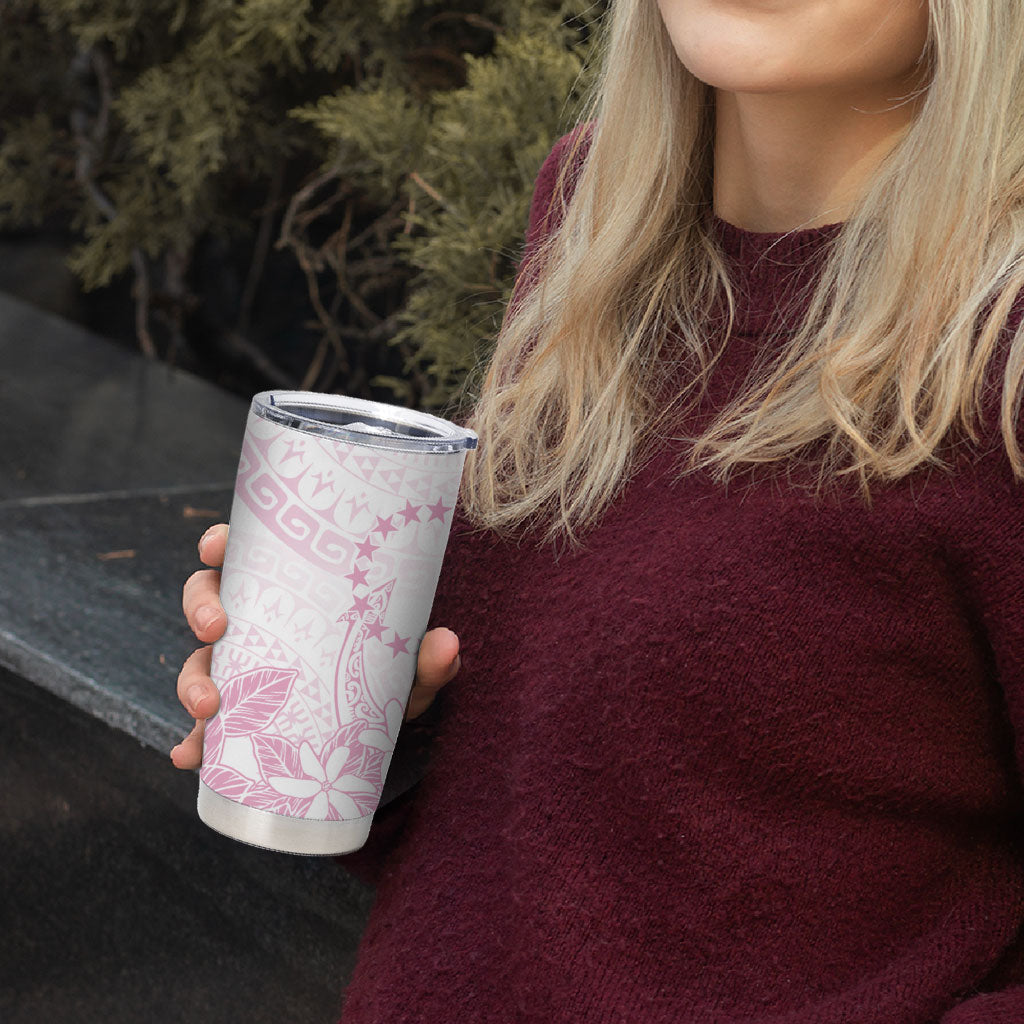 Candy Pink Kuki Airani Tapakau Tumbler Cup Tribal Anchor Mix Tiare