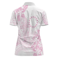 Candy Pink Kuki Airani Tapakau Women Polo Shirt Tribal Anchor Mix Tiare