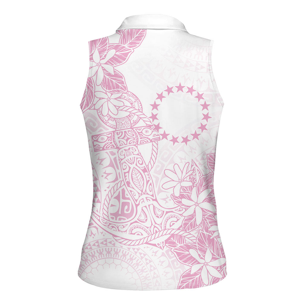 Candy Pink Kuki Airani Tapakau Women Sleeveless Polo Shirt Tribal Anchor Mix Tiare
