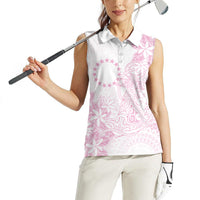 Candy Pink Kuki Airani Tapakau Women Sleeveless Polo Shirt Tribal Anchor Mix Tiare