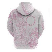 Candy Pink Kuki Airani Tapakau Zip Hoodie Tribal Anchor Mix Tiare