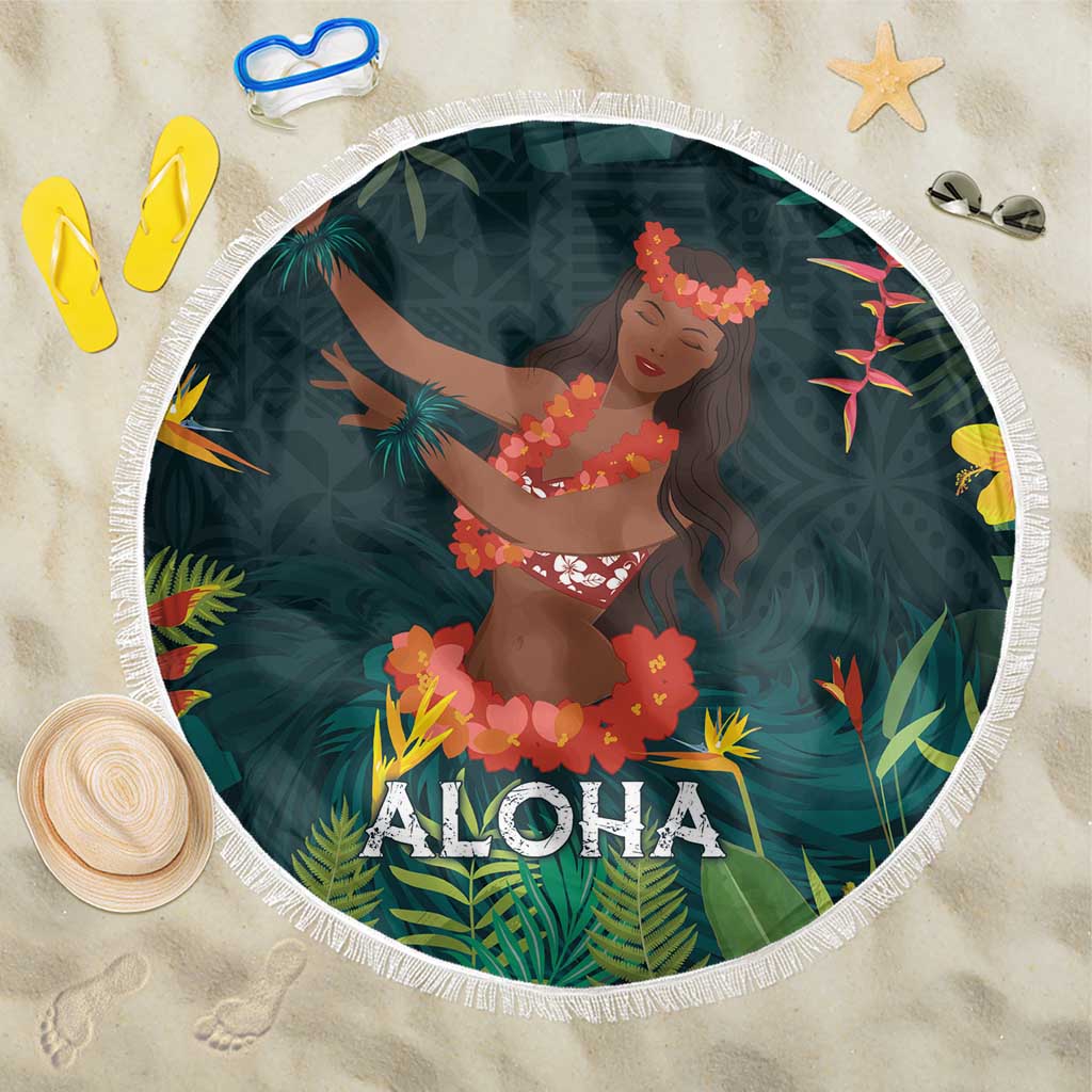 Hawaii Hula Girl Vintage Beach Blanket Tropical Forest LT7 One Size 150cm Colorful - Polynesian Pride