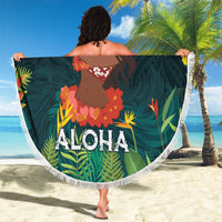 Hawaii Hula Girl Vintage Beach Blanket Tropical Forest