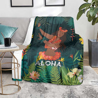 Hawaii Hula Girl Vintage Blanket Tropical Forest