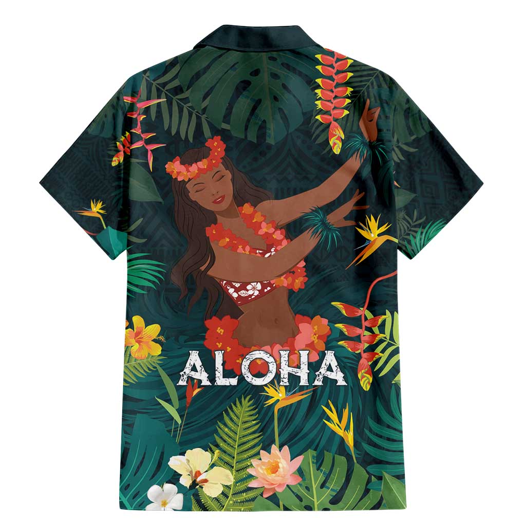 Hawaii Hula Girl Vintage Family Matching Mermaid Dress and Hawaiian Shirt Tropical Forest