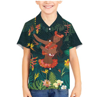 Hawaii Hula Girl Vintage Family Matching Mermaid Dress and Hawaiian Shirt Tropical Forest