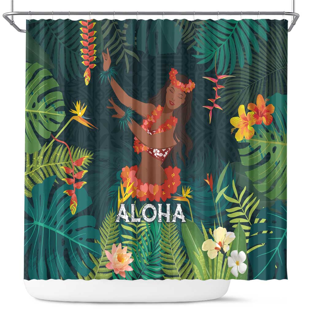 Hawaii Hula Girl Vintage Shower Curtain Tropical Forest LT7 Colorful - Polynesian Pride