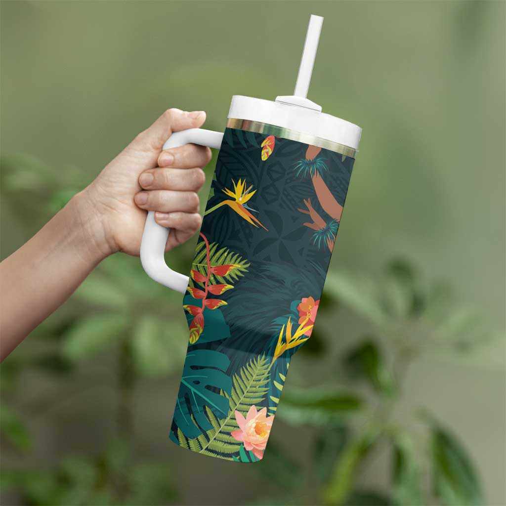 Hawaii Hula Girl Vintage Tumbler With Handle Tropical Forest