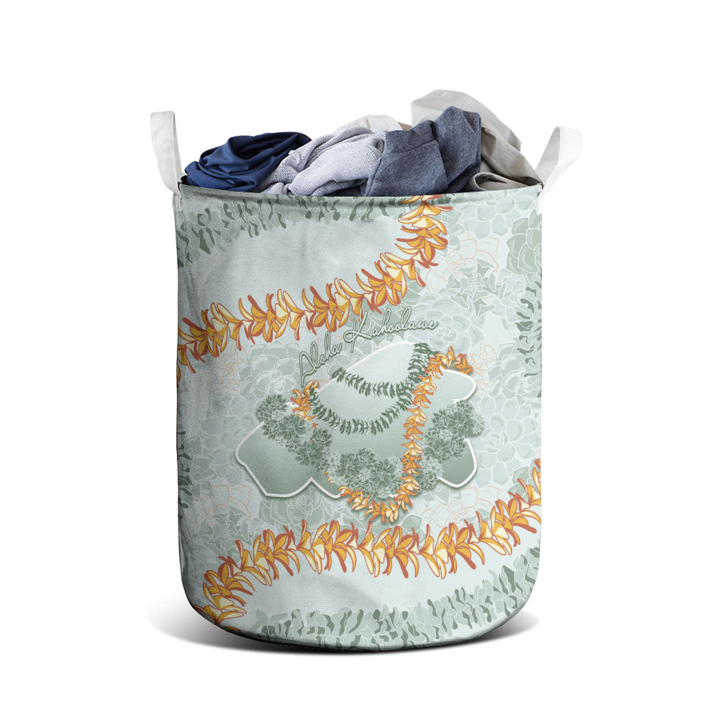 Hawaii Kaho'olawe Island Flowers Lei Laundry Basket Silver Hinahina Kū Kahakai