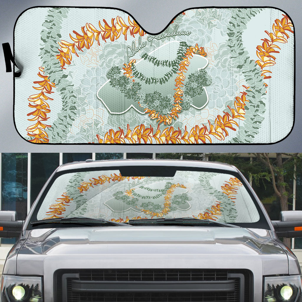 Hawaii Kaho'olawe Island Flowers Lei Auto Sun Shade Silver Hinahina Kū Kahakai
