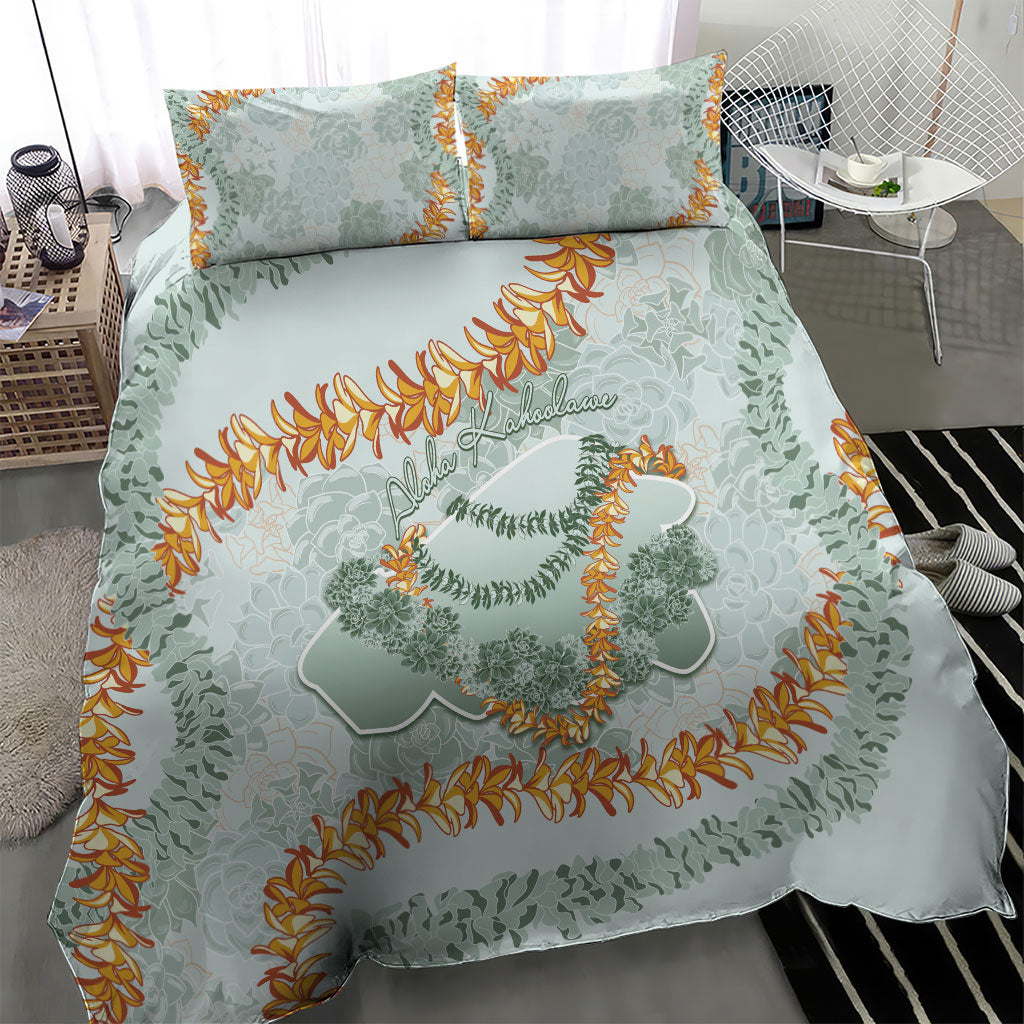 Hawaii Kaho'olawe Island Flowers Lei Bedding Set Silver Hinahina Kū Kahakai