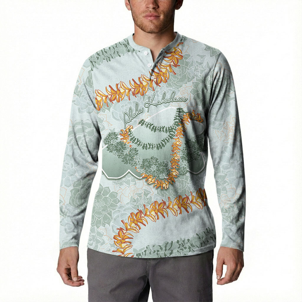 Hawaii Kaho'olawe Island Flowers Lei Button Sweatshirt Silver Hinahina Kū Kahakai