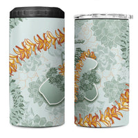 Hawaii Kaho'olawe Island Flowers Lei 4 in 1 Can Cooler Tumbler Silver Hinahina Kū Kahakai