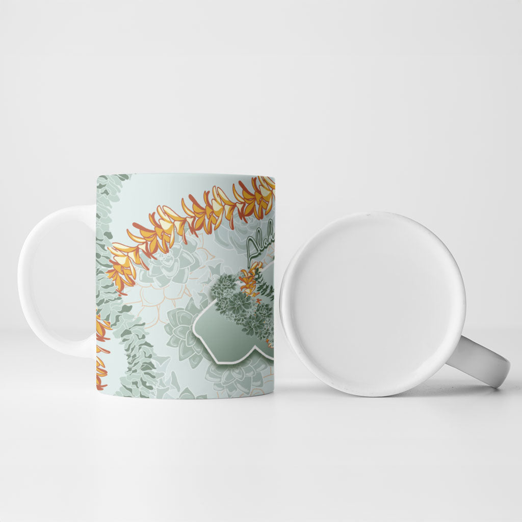 Hawaii Kaho'olawe Island Flowers Lei Ceramic Mug Silver Hinahina Kū Kahakai