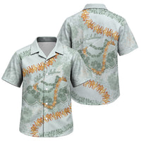 Hawaii Kaho'olawe Island Flowers Lei Family Matching Tank Maxi Dress and Hawaiian Shirt Silver Hinahina Kū Kahakai
