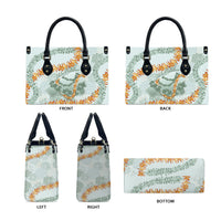 Hawaii Kaho'olawe Island Flowers Lei Leather Bag Silver Hinahina Kū Kahakai