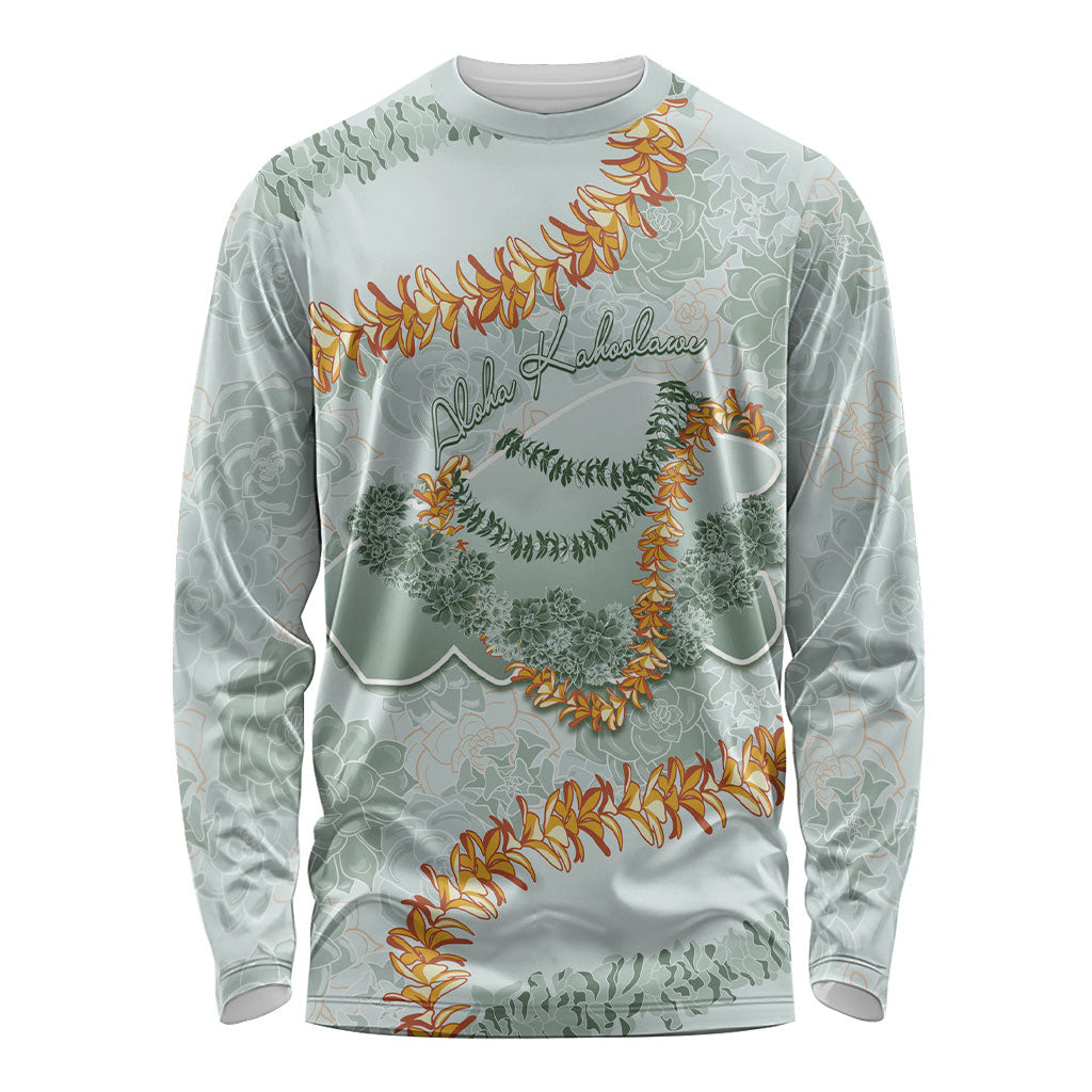 Hawaii Kaho'olawe Island Flowers Lei Long Sleeve Shirt Silver Hinahina Kū Kahakai LT7 Unisex Silver - Polynesian Pride