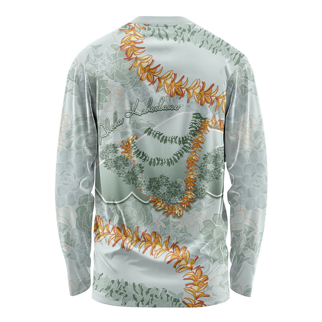 Hawaii Kaho'olawe Island Flowers Lei Long Sleeve Shirt Silver Hinahina Kū Kahakai