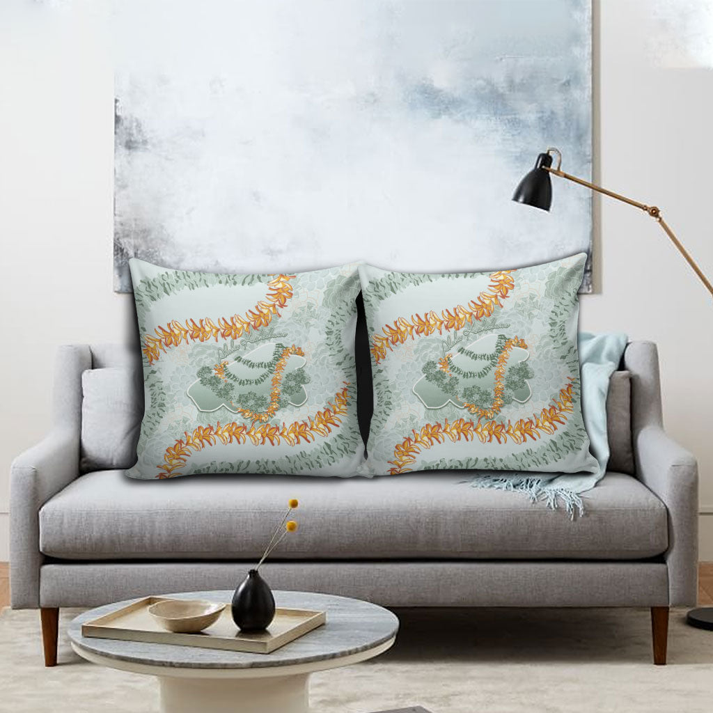 Hawaii Kaho'olawe Island Flowers Lei Pillow Cover Silver Hinahina Kū Kahakai