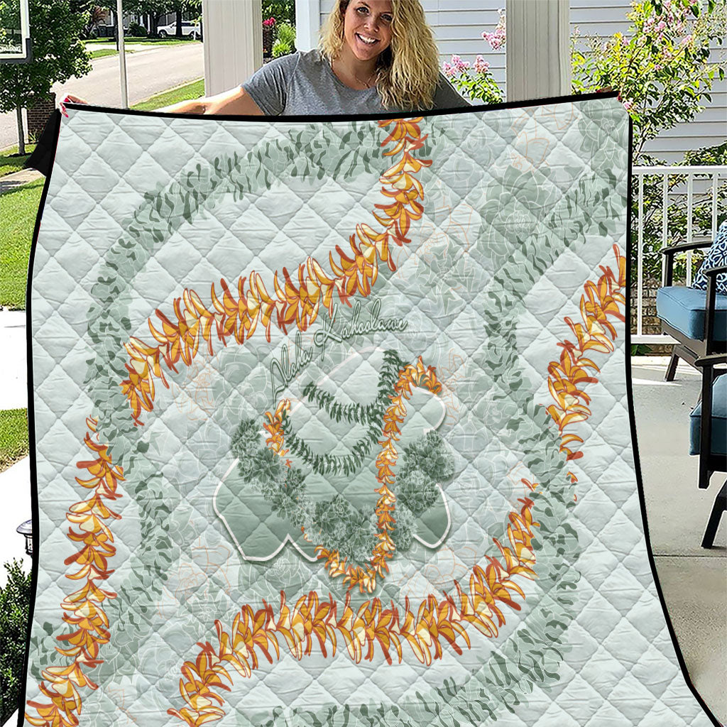Hawaii Kaho'olawe Island Flowers Lei Quilt Silver Hinahina Kū Kahakai LT7 Silver - Polynesian Pride