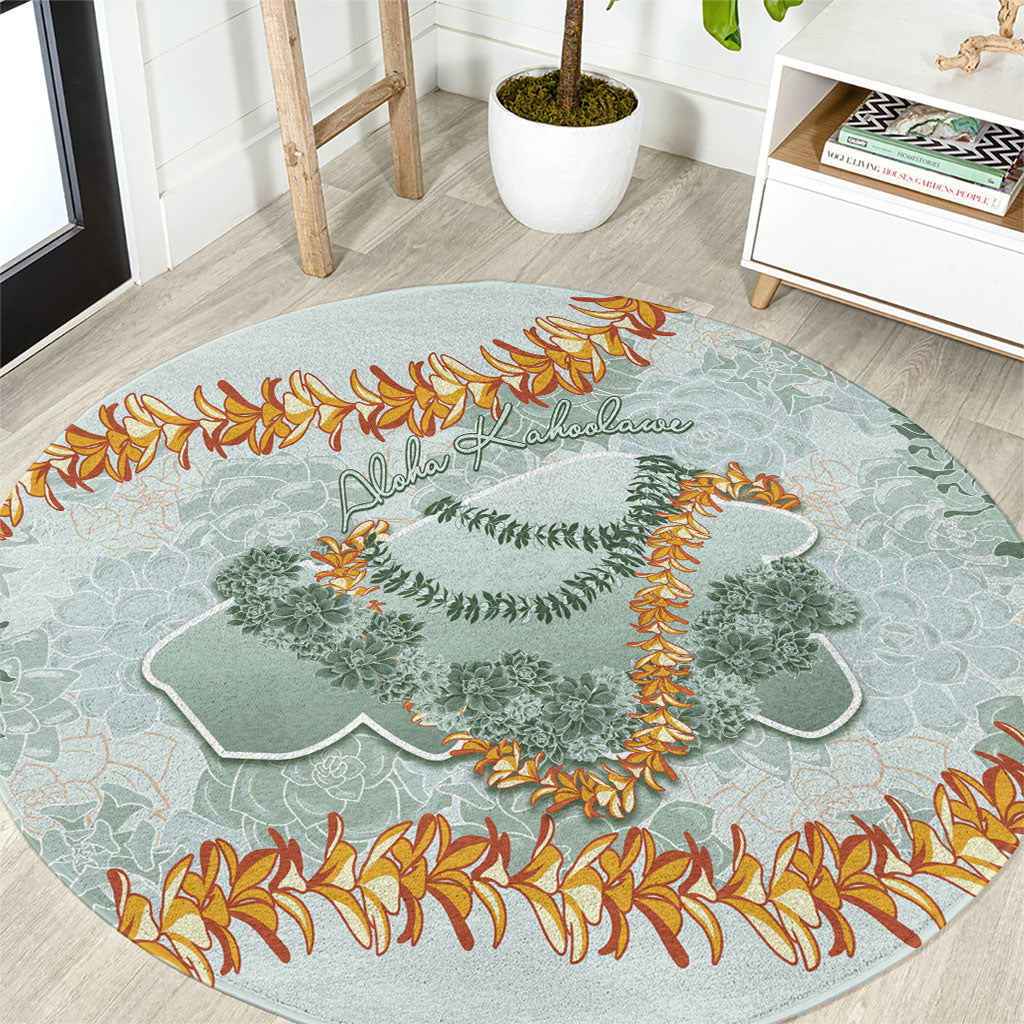 Hawaii Kaho'olawe Island Flowers Lei Round Carpet Silver Hinahina Kū Kahakai