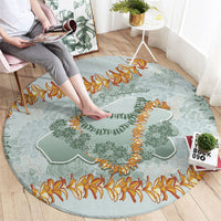 Hawaii Kaho'olawe Island Flowers Lei Round Carpet Silver Hinahina Kū Kahakai