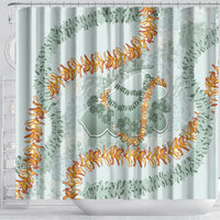 Hawaii Kaho'olawe Island Flowers Lei Shower Curtain Silver Hinahina Kū Kahakai