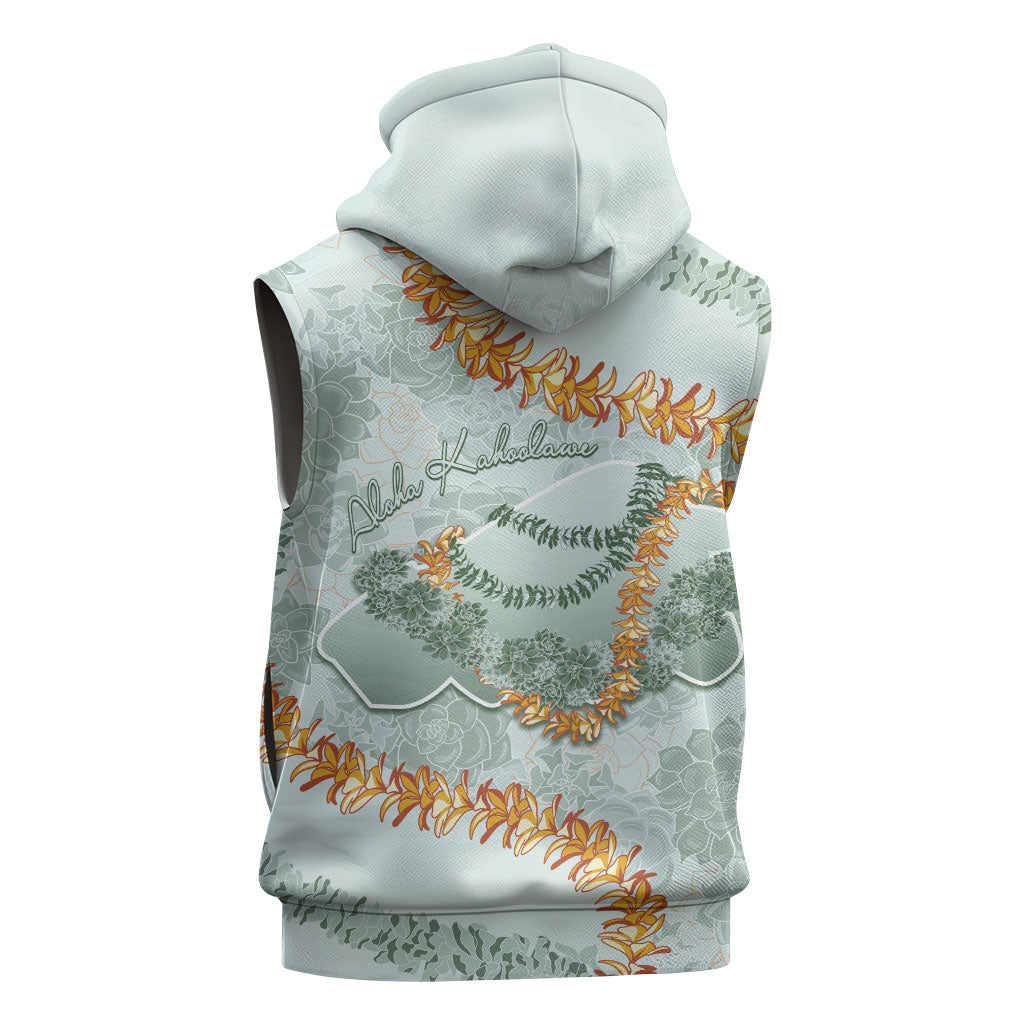 Hawaii Kaho'olawe Island Flowers Lei Sleeveless Hoodie Silver Hinahina Kū Kahakai