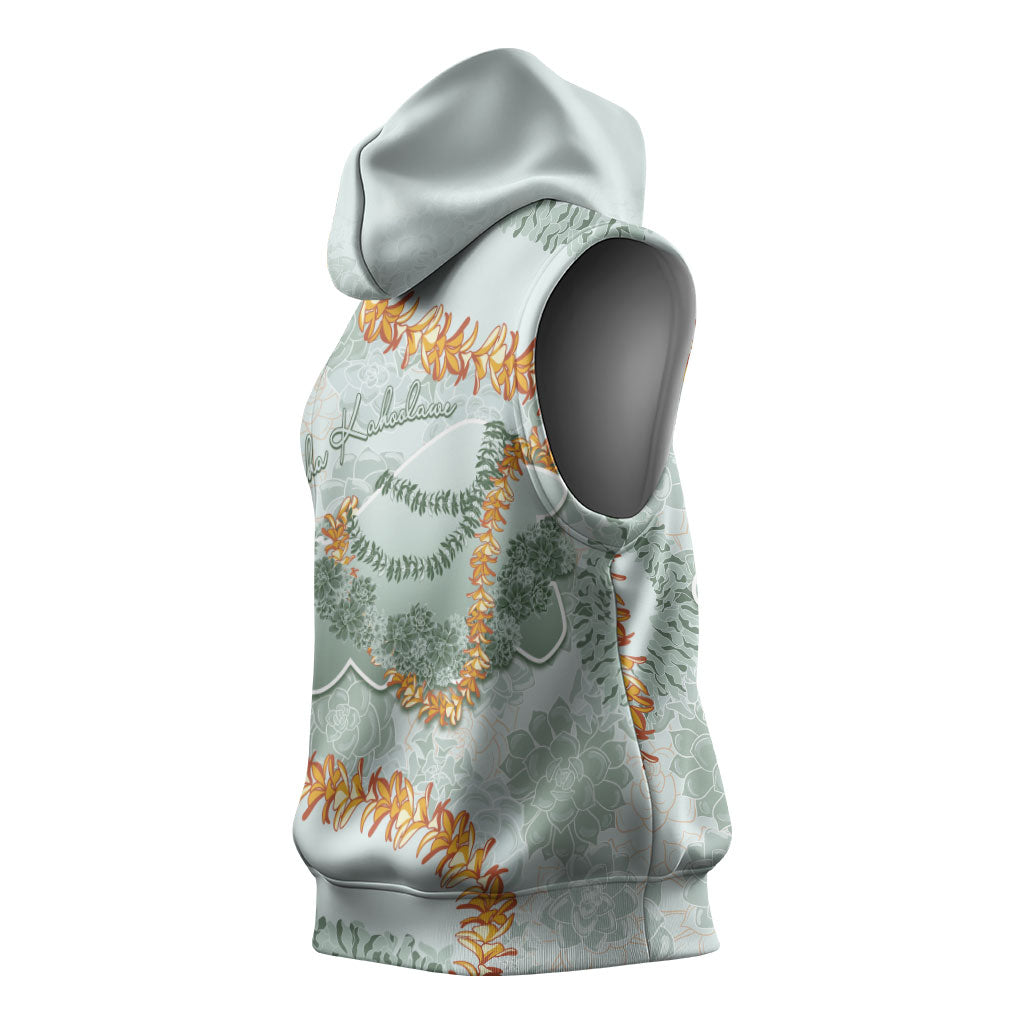 Hawaii Kaho'olawe Island Flowers Lei Sleeveless Hoodie Silver Hinahina Kū Kahakai