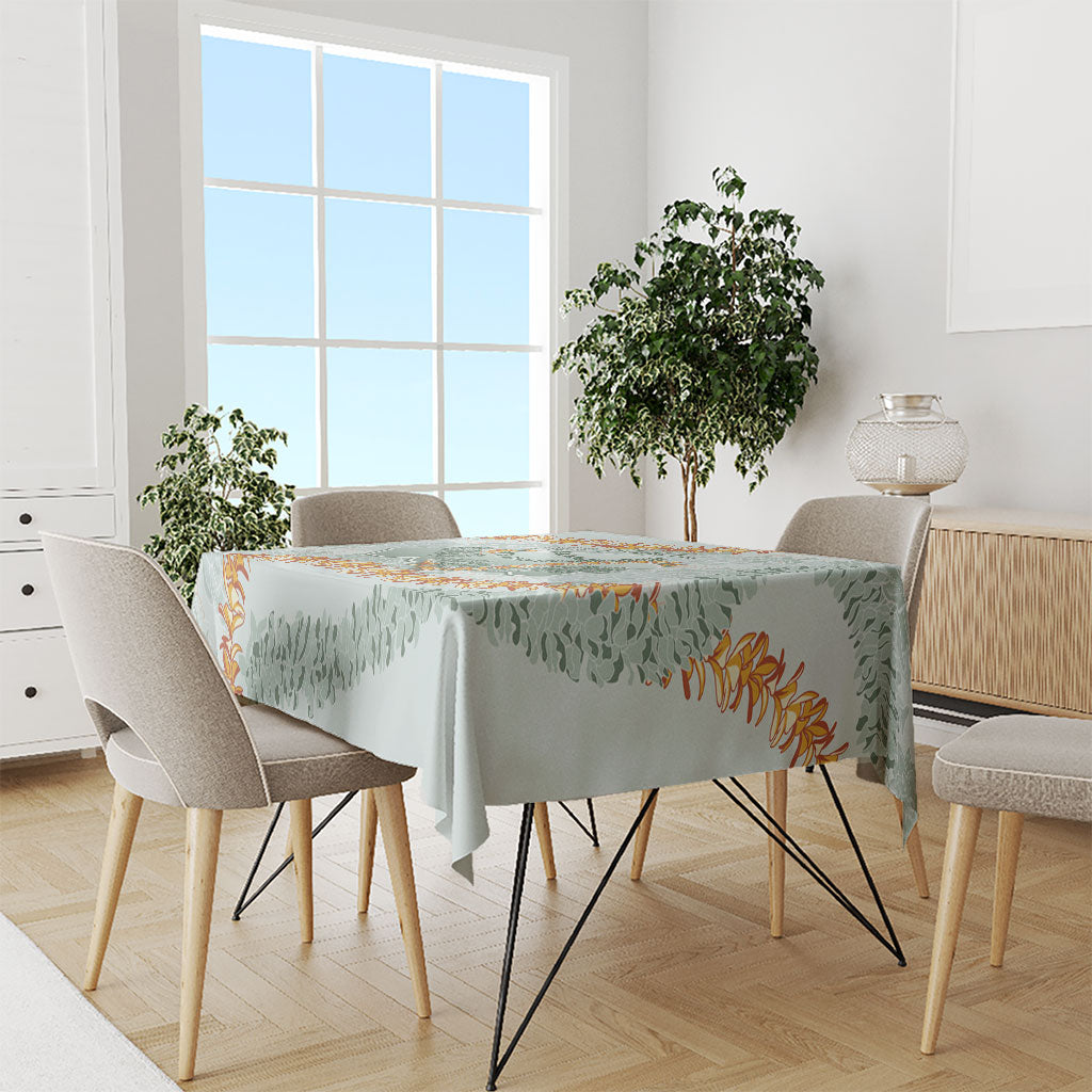 Hawaii Kaho'olawe Island Flowers Lei Tablecloth Silver Hinahina Kū Kahakai
