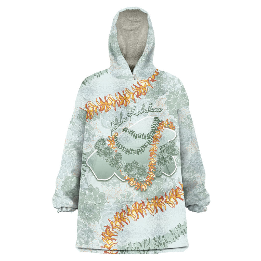 Hawaii Kaho'olawe Island Flowers Lei Wearable Blanket Hoodie Silver Hinahina Kū Kahakai